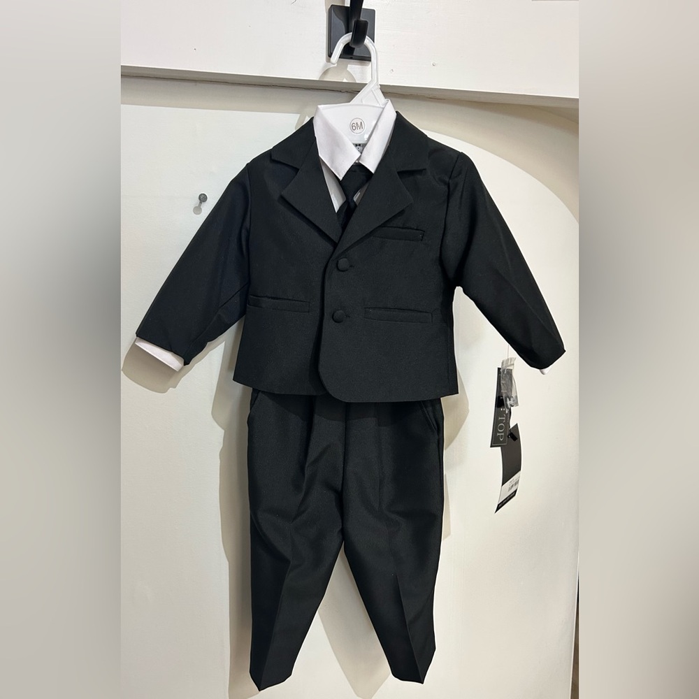 Tip Top Kids Black Formal Toddler Suit with Tie